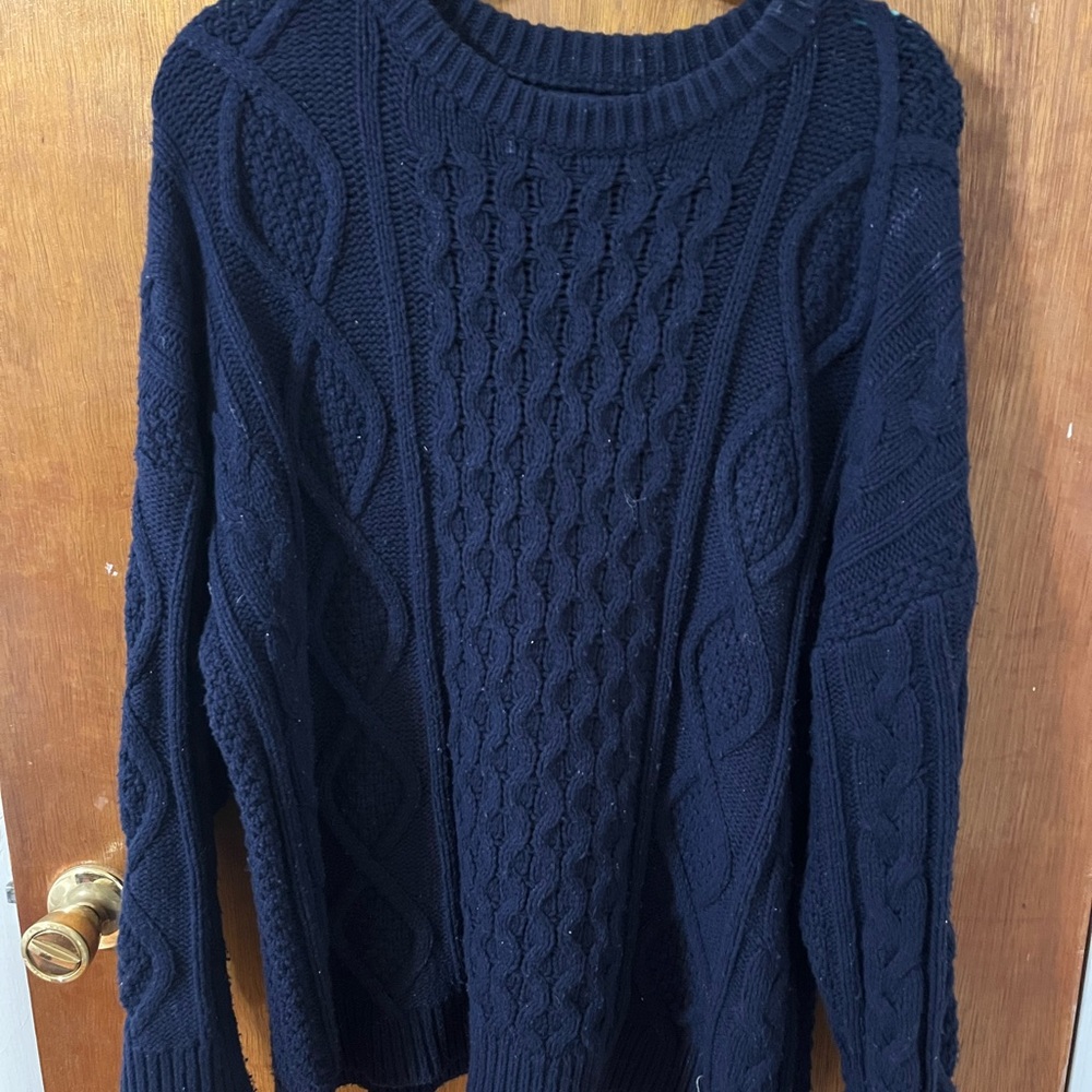 GAP Women’s Oversized Navy Cable Knit Sweater